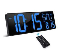 XREXS Orologio da Parete Digitale con Telecomando, 16,5'' LED Orologio Digitale da Parete, Orologio Sveglia Digitale con Luminosità Regolabile, Orologio con Ora/Data/Temperatura