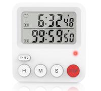 XREXS Timer Cucina Digitale 2 Canali Indipendenti Volume Regolabile | Con conteggio su/giù e countdown ciclico, adatto per cucina, palestra, scuola e salone bellezza