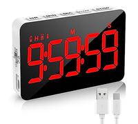 XREXS Timer Cucina Ricaricabile 5'' LED Rosso Magnetico | Facile da usare, luminosità e volume regolabili, countdown max 10 ore, adatto per cucina riunioni