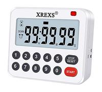 XREXS Timer digitale da cucina magnetico conto alla rovescia con allarme | Calamita e supporto opzionali, timer per rande display, per insegnanti (2 batterie incluse), versione aggiornata