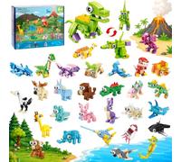 Xrkuu Confezione da 30 regali di compleanno per bambini, mattoncini da costruzione 3 in 1 (90 varianti), dinosauro, animali marini e animali selvatici, regali per gli ospiti, premi in classe, regalo