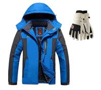 XRLQZH Men's Winter Waterproof/Windproof Fleece Jackets Men's Ski Jacket Warm Lined With Ski Snow Gloves Multi-Pockets (Blue,9XL)