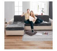 XRLQZH Non-slip Motorhome Seat CoversStretch Caravan Seat Covers for Lounge, Velvet Sofa Cushion Covers for Couch Camper Bench (Dark grey,L150-190cm W65-95cm)