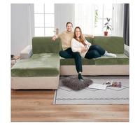 XRLQZH Non-slip Motorhome Seat CoversStretch Caravan Seat Covers for Lounge, Velvet Sofa Cushion Covers for Couch Camper Bench (Green,L150-190cm W65-95cm)