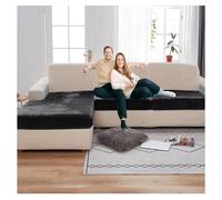 XRLQZH Non-slip Motorhome Seat CoversStretch Caravan Seat Covers for Lounge, Velvet Sofa Cushion Covers for Couch Camper Bench (Black,L130-150cm W65-95cm)