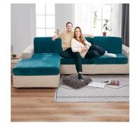 XRLQZH Non-slip Motorhome Seat CoversStretch Caravan Seat Covers for Lounge, Velvet Sofa Cushion Covers for Couch Camper Bench (Blue,L150-190cm W65-95cm)