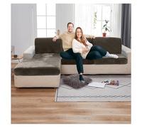 XRLQZH Non-slip Motorhome Seat CoversStretch Caravan Seat Covers for Lounge, Velvet Sofa Cushion Covers for Couch Camper Bench (Khaki,L130-150cm W65-95cm)