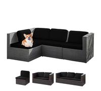 XRLQZH Solid Color Outdoor Sofa Seat Cover - Elastic Cushion Cover, Outdoor Cushion Cover Replacement 1/2/3 Seater Cover for Rattan Sofa, Seats and Furniture, (Black,W50-60cm,L155-175cm)
