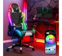 XRocker Gaming Bürostuhl black LED-Beleuchtung/Komfortkissen Armlehnen 2023029