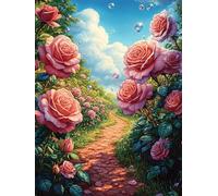 XRose-Lined Path in A Blooming Meadow Puzzle 300 Pezzi Rompicapo Creativo Artistico Science Fiction Magical Dream Stimolo Della Creatività Attività Per Il Tempo Libero Regalo Per Persone Creative 300