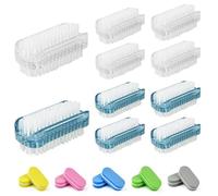 XRPRPX 10 Pezzi Spazzola per Unghie Mani Spazzolino Unghie Mani con 10 Pezzi Lime per Unghie, Universale, Spazzola per Unghie in Plasitc per Pulire o Modellare Le Unghie (Bianco e Blu)