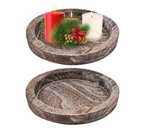 XRPRPX 2 Pezzi Vassoio in Legno per Candele 20cm Piatti per Candele in Legno Vassoio Porta Candele per Candela Aromaterapia Profumo Vassoio Legno Decorativo per Natale Halloween Pasqua