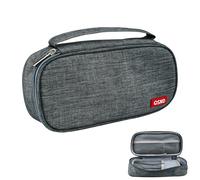 XRPRPX Astuccio Grande Capacità Astuccio con Cerniera Grande con 3 Scomparti Astuccio Grande con Maniglia Astuccio Grande Vuoto Cancelleria per Scuola e Ufficio, 24 * 12 * 7cm (Grigio)