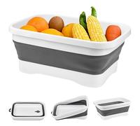 XRPRPX Bacinella Pieghevole 6.5L Bacinella Bucato in Plastica Lavello Pieghevole da Campeggio, Portatile e Salvaspazio, Bacinella Pieghevole Campeggio per Lavare le Verdure e Frutta(Grigio Bianco)