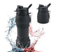 XRPRPX Borraccia Pieghevole 600ml in Silicone, Ripiegabile, Impermeabile e Leggero, per Fitness, Escursionismo, Campeggio (Grigio)