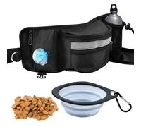 XRPRPX Porta Premietti per Cani 4 in 1 Borsa Addestramento Cane Regolabile Sacchetto di Addestramento per Cane con Ciotola Pieghevole per Animali Domestici per Cibo Cani, Bottiglie d'Acqua(Nero)