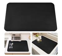 XRPRPX Tappetino Scolapiatti Assorbente Microfibra 60x40cm Nero Tappetino per Scolare Piatti Gocciolatoio Bar e Macchine da Caffè