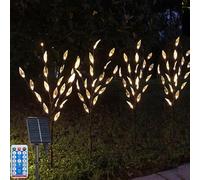 XRR - 4 lampade solari per esterni, 16 LED, Luci solari a foglia con 8 modalità, Fiore con telecomando, Impermeabile, Connettore solare, Illuminazione da giardino per sentieri, feste, cortile