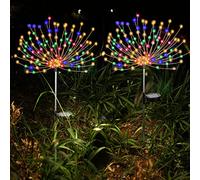 XRR Luci Solari da Giardino 2 Pezzi 120 LED Fuochi d'Artificio - Starburst Luci Fatate Natalizie per Passerelle, Aiuola, Feste (Multicolore)
