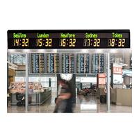XRSMOU Orologio Cittadino 3/4/5/6, Orologio Digitale con più Fusi Orari, Città Modificabile, Regolazione della Luminosità a 5 Livelli, per Imprese (5Time)