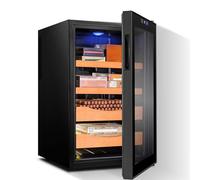 XRSMOU Umidificatore Elettrico per Sigari, con Cassetti Rivestiti in Legno, Temperatura 11~18 °C, Luce Interna a LED, Porta in Vetro, per Gli Uomini