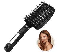 Xrten 1 Pezzi Spazzola per Capelli Curva con Setole di Cinghiale,Spazzole Ventilate Styling Spazzola Capelli Styling Pettine Strumenti per Parrucchieri Professionali per Styling a Capelli(Nero)