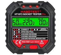 Xrten 1 Pezzi Tester per Prese,Tester per Circuiti RCD Spina Tester per Presa di Corrente con Display LCD,Tester Digitale di Tensione Elettrica per Test di Presa di Sicurezza,Ispezioni 90-250v,HT107E