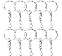 Xrten 100 Pezzi 25 mm Argento Tono Portachiavi,Anelli Portachiavi,Anello Portachiavi con Catena Maglie,per Auto Chiavi Domestiche Organizzazione, Arti e Mestieri, Cordini