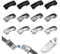 Xrten 12 Pezzi Blocca Lacci Scarpe Metallo, Fibbia Magnetica per Pigre Scarpe con Lacci Elastici Senza Nodo - Adatto per Bambini, Adulti (Argento, Nero, Grigio)