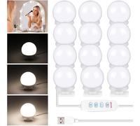 Xrten 12 Pezzi Luci Led per Specchio Dimmerabili, Luci LED Trucco Stile Hollywood, Luci da Specchio, Lampada da Trucco con Interruttore Adatto per Il Trucco da Toeletta