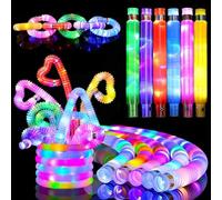 Xrten 12 Pezzi Mini Tube Fidget Toys,Giocattoli Sensoriali Mini Pop Tubes Pop Light-Up Giocattoli Sensory Colorati per Bambini Light-Up Giocattoli Sensory,Bambini Abilità Motorie Fini Giocattoli
