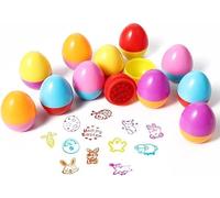 Xrten 12 Pezzi Timbri di Uova di Pasqua, Sigillo di Uovo di Pasqua, Set di Timbri per Uova di Pasqua, Timbri Uovo Pasqua Bambini, Set di Timbri per Bambini a Forma di Uovo