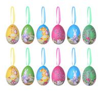 Xrten 12 Pezzi Uova di Pasqua, Uova Pasqua da Appendere Albero, Uova di Schiuma Dipinte, Uova da Appendere Pasqua, Come Giocattolo per Bambini Piccoli, Utilizzato per Decorare La Stanza