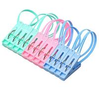 Xrten 12pcs Clip di plastica,Clip del calzino con Clip Antivento Clothesline Gancio Appendiabiti Clip Multiuso Antivento Multiuso