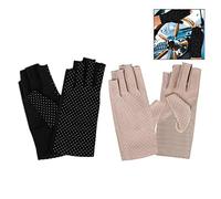 Xrten 2 Paia Guanti di Protezione UV,Guanti Estivi Donna Guanti Mezze Dita di Protezione Solare Antiscivolo per Ciclismo,Pesca,Golf