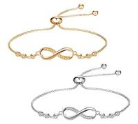 Xrten 2 Pezzi Ladies Bracciale a Catena, Bracciale Infinito per le Donne, Figlia Braccialetti di Amore, Adatto a ragazze e donne da indossare alle feste di San Valentino