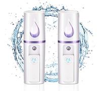 Xrten 2 Pezzi Nebulizzazione di Faccia Pratico,Mini Vaporizzatore Portatile,Nebulizzatore per il Viso, per Cura della Pelle, Trucco, Pulizia Viso Skincare Makeup Beauty - Bianca
