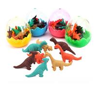 Xrten 24 Pezzi Uova di Dinosauro Giocattolo,Mini Dinosauro Eraser per Bambini Cancelleria Scolastico
