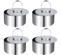 Xrten 4 Pezzi Anello di Mousse,Stampi per Torte in Acciaio Inox,Anello Dessert Tondo,Coppapasta Professionali,Coppapasta,Anello per Torte Adatto,Strumento di Pasticceria 7,9cm di Diametro