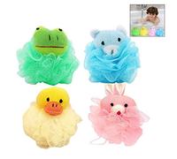 Xrten 4 Pezzi Animale Bagno Doccia Spugna, Spugna da Bagno per Bambini Palla da Bagno con Animale Domestico