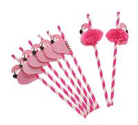 Xrten 50 Pezzi Carta Cannucce Pieghevoli, Cannucce di Carta per Cocktail con Fenicottero per Compleanno/Festa di Matrimonio