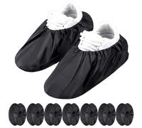 Xrten 8 Paia Copriscarpe Riutilizzabili,Copriscarpe Impermeabili Antiscivolo e Durevole per Lavoro, Antiscivolo Pioggia Lavabili Pieghevoli per Uomini Donne Rain Snow Day Strade Fangose, Nero