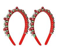 Xrten Fascia natalizia per capelli, accessori per capelli, colore rosso, confezione da 2 fasce natalizie glitterate con campane per capelli, accessori per capelli per ragazze e donne