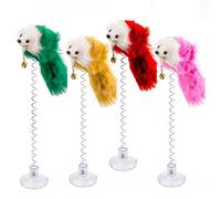 Xrten Mouse Bacchetta Campana Giocattoli del Mouse con Campana Giocattoli con la Primavera per Gatto Rendi il Gatto Eccitato 4pcs