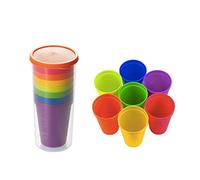 Xrten Set di bicchieri da viaggio riutilizzabili in plastica per succhi di frutta, 7 pezzi tazze colorate e 1 tazze trasparenti (confezione da 8)