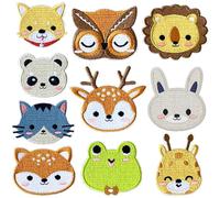 Xrten10 Pezzi Toppa Ricamata Carina,Toppe Termoadesive Animali Toppa da Stiro Applique Patches Kit Toppe per Vestiti Fai da Te Patch Toppe Ricamata per Abbigliamento per Tessuti, Vestiti, Jeans