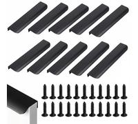 XRVRILE 10 Pezzi Maniglie per Mobili da Cucina in Alluminio Nero Opaco, 200 mm Maniglie Cucina Invisibili con Viti, Incasso per Cassetti e Armadi, Stile Moderno Senza Impronte
