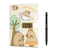 XRVRILE Diario Segreto Bambini con Lucchetto e Codice - Quaderno Capybara A5 256 Pagine, Diario Personale per Bambina e Bambino, con Penna in Acciaio Inossidabile 0,5 mm