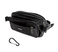 XRVRILE Marsupio con un Moschettone da Alpinismo Marsupio Impermeabile per Uomo e Donna con Sei Tasche con Cerniera Black Waist Bag per Passeggiate con il Cane, Sport All'aria Aperta, Corsa, Viaggi