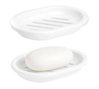 XRVRILE Porta Saponetta Doppio 2PCS, Porta Sapone Bagno in Plastica Bianca con Drenaggio Rapido, Contenitore Igienico per Lavandino e Cucina, Portasapone Antiscivolo e Facile da Pulire